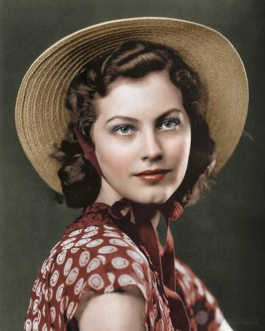 Ava Gardner with a straw hat as a teenage girl 1939. Colorized. thumb