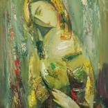 Girl with cat(45x60cm, oil painting, ready to hang) by Matevos Sargsyan