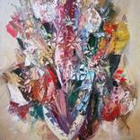 Abstract flowers, 60x80cm, oil painting, ready to hang, palette knife painting, colorful flowers by Kamo Atoyan