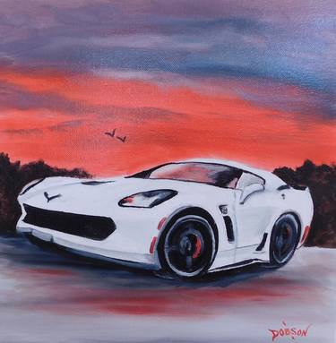 2015 White Corvette ZO6 At Sunset thumb