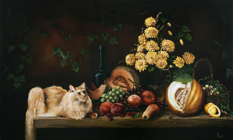 Print of Impressionism Cats Paintings by Oleg Baulin