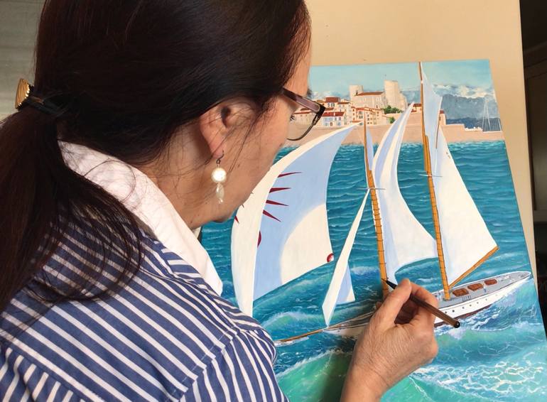 Original Realism Boat Painting by Galina Lintz