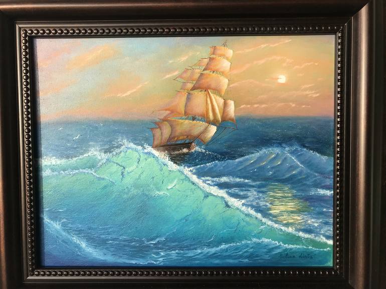 Original Fine Art Ship Painting by Galina Lintz
