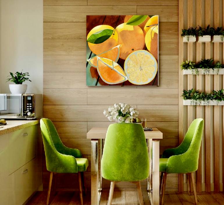 Original Art Deco Kitchen Painting by Galina Lintz