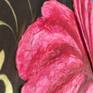 The beauty of Hawaiian Hibiscus fascinates me. The flower was 3D sculpted with texture paste on the canvas.