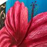 The beauty of Hawaiian Hibiscus fascinates me. The flower was 3D sculpted with texture paste on the canvas.