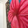 The beauty of Hawaiian Hibiscus fascinates me. The flower was 3D sculpted with texture paste on the canvas.