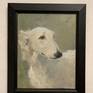 In love with this breed of dogs at first sight. I am inspired by their calm, mysterious eyes and elegant profile. The artwork is decorated in a wooden black frame.