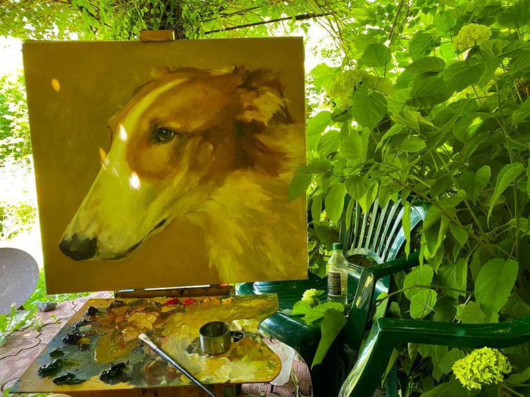 Original Figurative Dogs Painting by Anna Bila