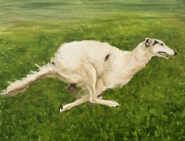 “Lighting” greyhound borzoi oil painting on canvas thumb