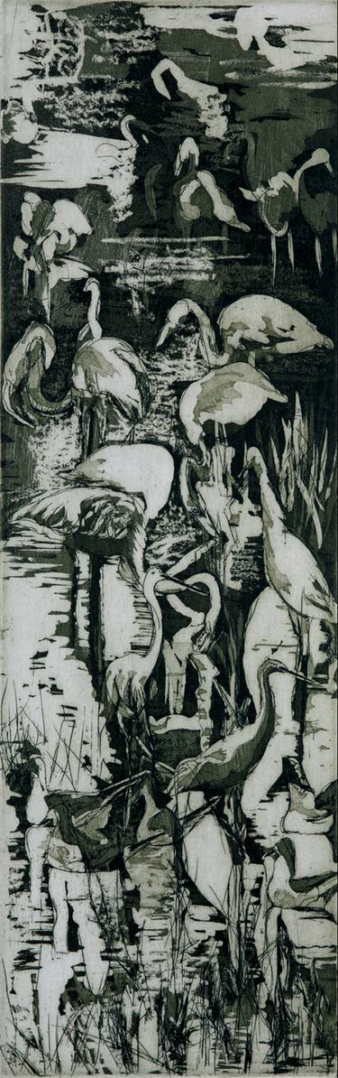 Original Abstract Animal Printmaking by Esra Meral