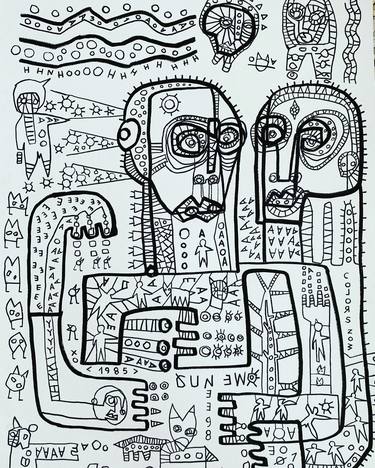 Print of Abstract People Drawings by nene casablancas