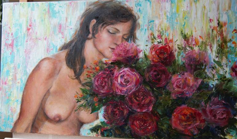 Original Expressionism Erotic Painting by Tatiana Chepkasova