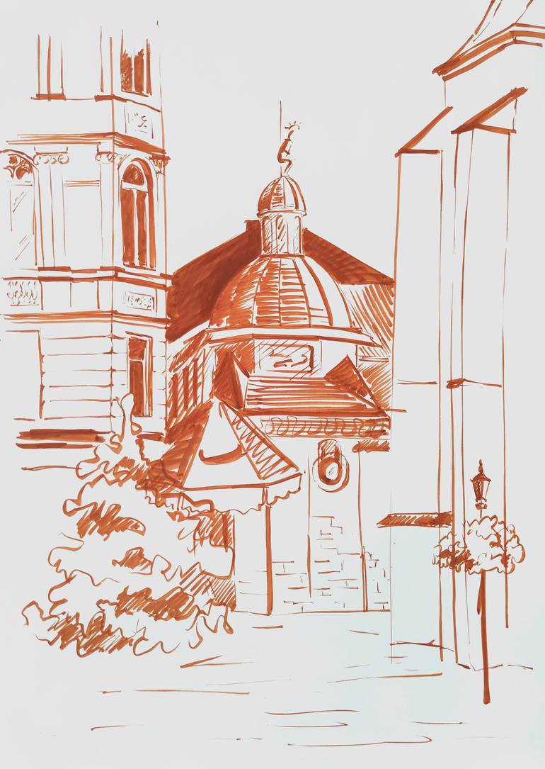 Original Conceptual Landscape Drawing by Olha Andreichyn