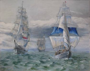 Print of Fine Art Sailboat Paintings by Nataliya Shlomenko