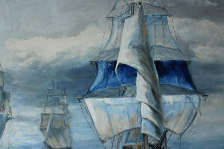 Original Fine Art Sailboat Painting by Nataliya Shlomenko