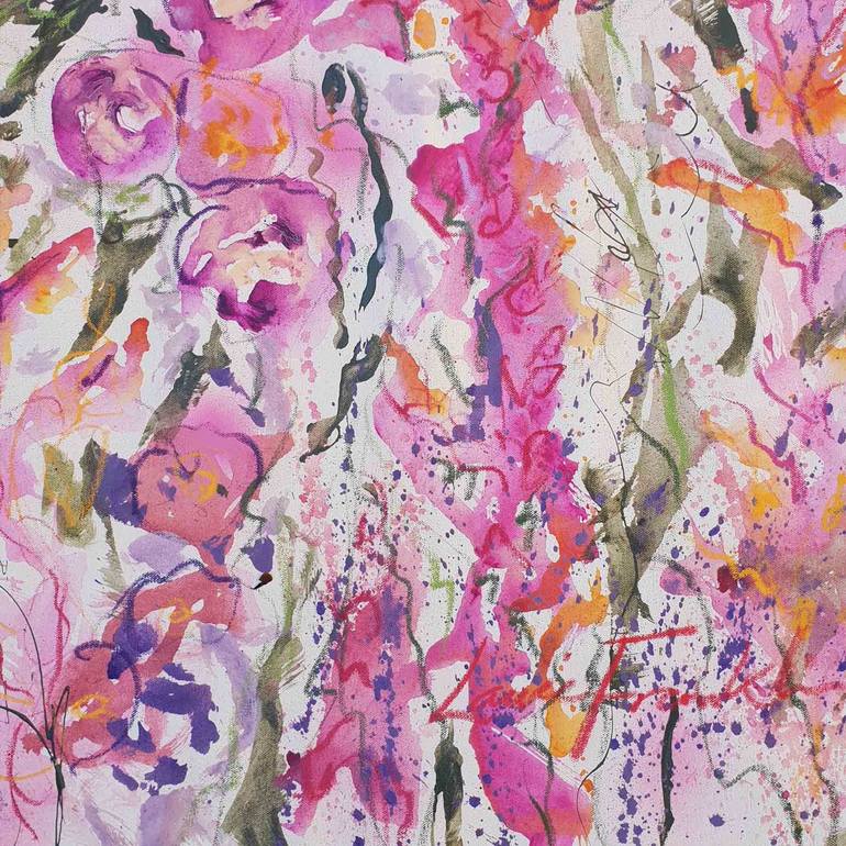 Original Abstract Floral Painting by Laurie Franklin