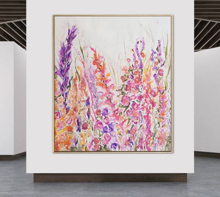 Original Abstract Floral Painting by Laurie Franklin