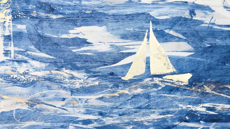 Original Impressionism Sailboat Painting by Laurie Franklin