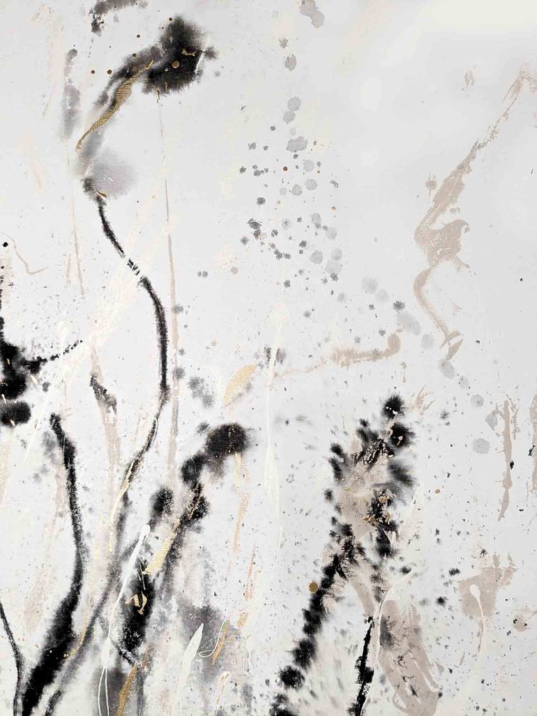 Original Black & White Floral Painting by Laurie Franklin