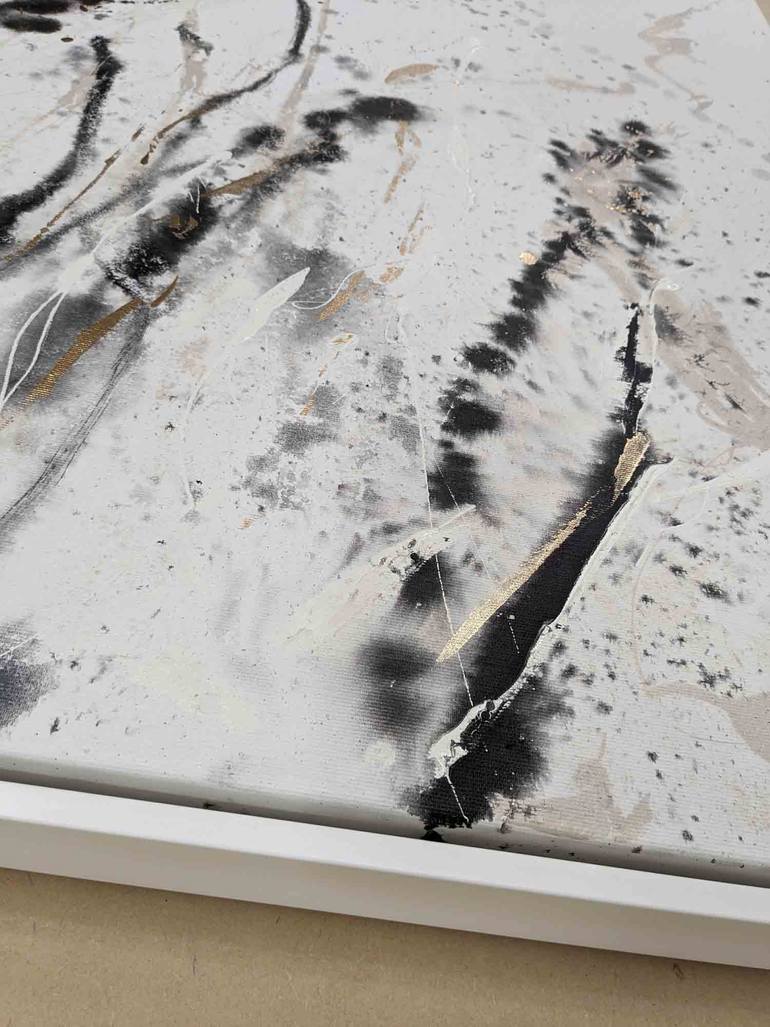 Original Black & White Floral Painting by Laurie Franklin