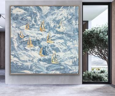 Original Abstract Boat Painting by Laurie Franklin