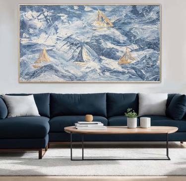 Original Abstract Boat Painting by Laurie Franklin