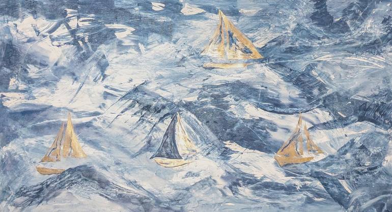 Original Abstract Boat Painting by Laurie Franklin