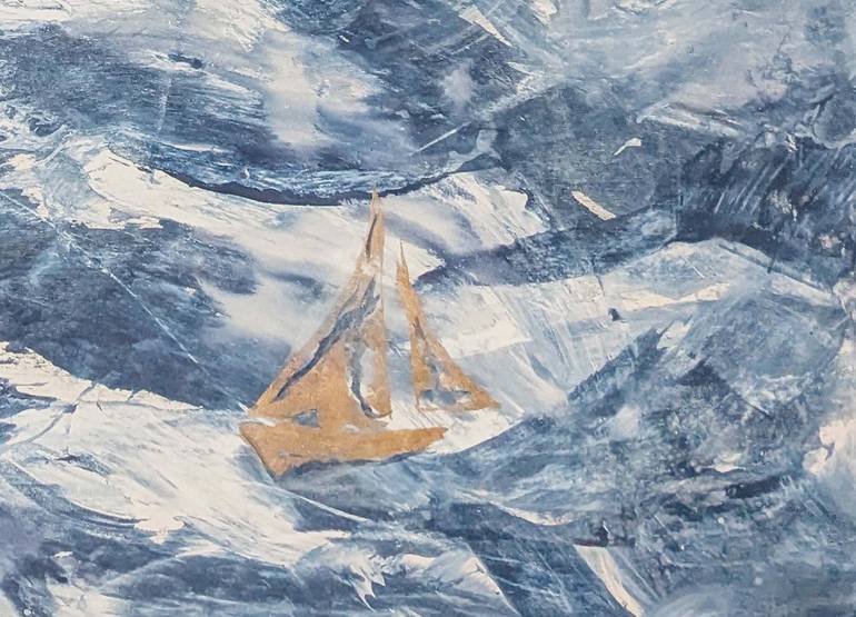 Original Abstract Boat Painting by Laurie Franklin