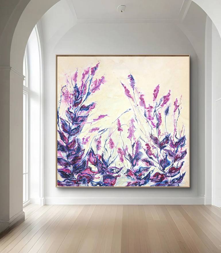 Original Floral Painting by Laurie Franklin | Realism Art on Canvas | Rose Pink and Navy Blooms