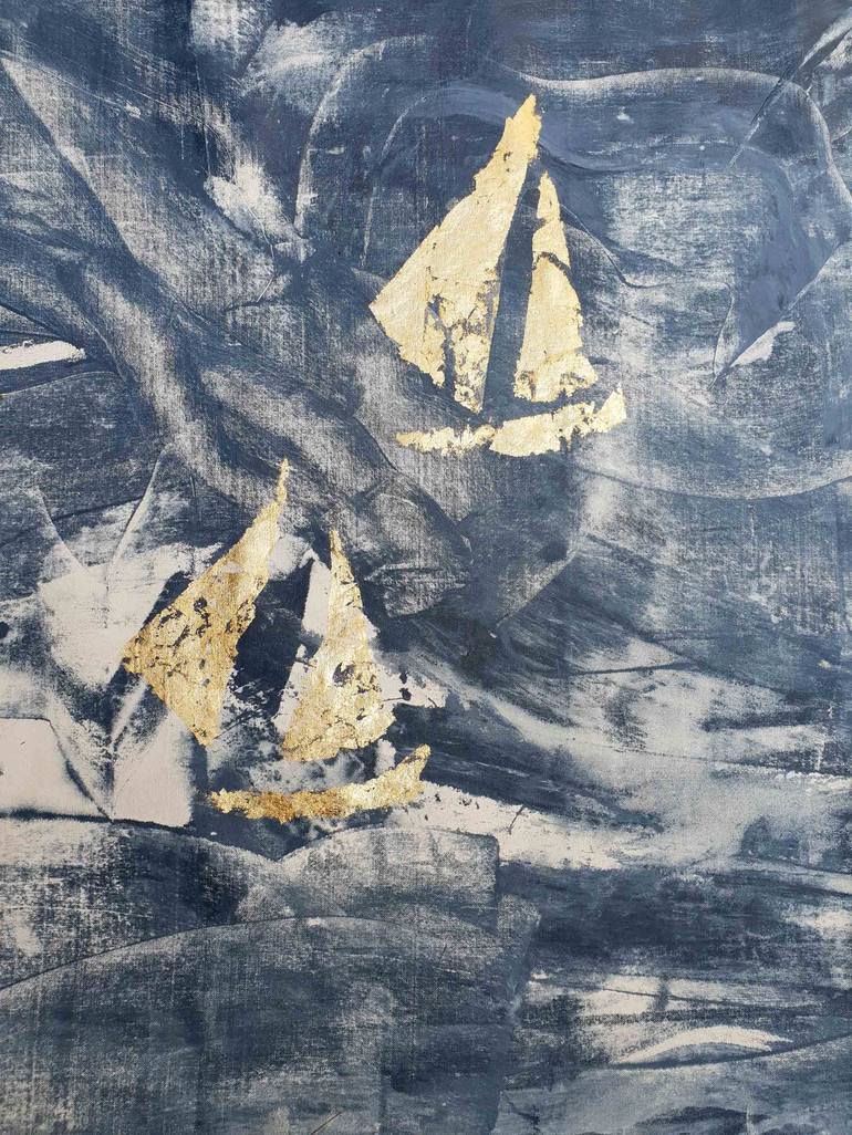 Original Abstract Sailboat Painting by Laurie Franklin