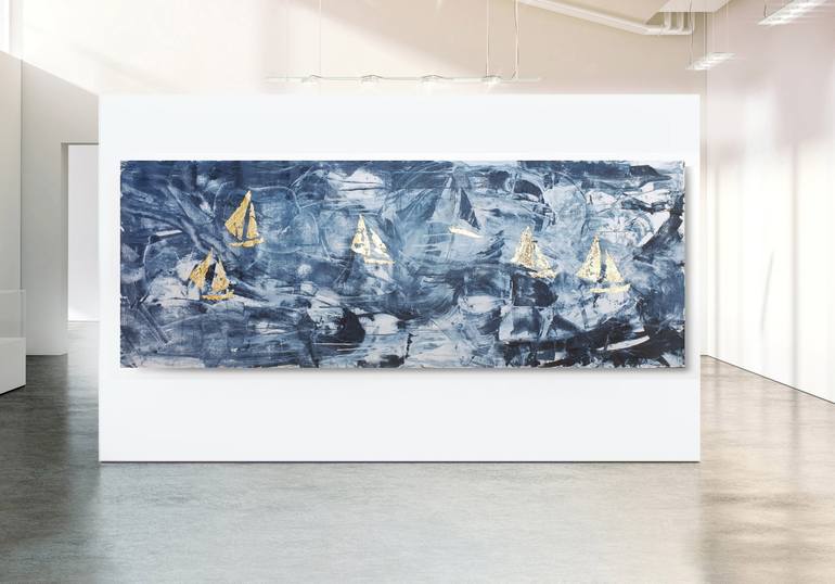Original Abstract Boat Painting by Laurie Franklin