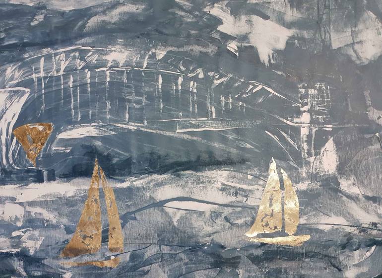 Original Abstract Yacht Painting by Laurie Franklin