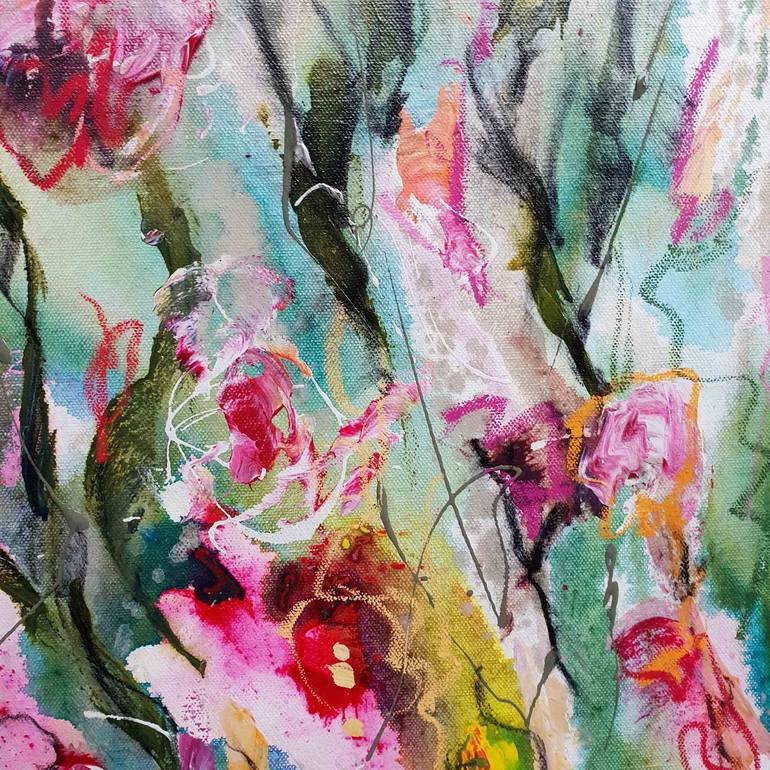 Original Abstract Floral Painting by Laurie Franklin