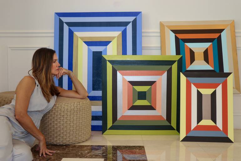 Original Abstract Geometric Painting by Patricia  Farinas