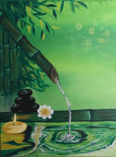 Bamboo Garden Acrylic Canvas Painting thumb