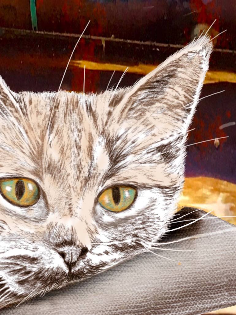 Original Illustration Cats Mixed Media by Tina Numberger