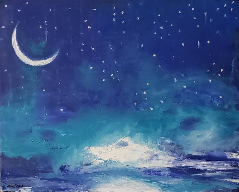 night sky with stars painting