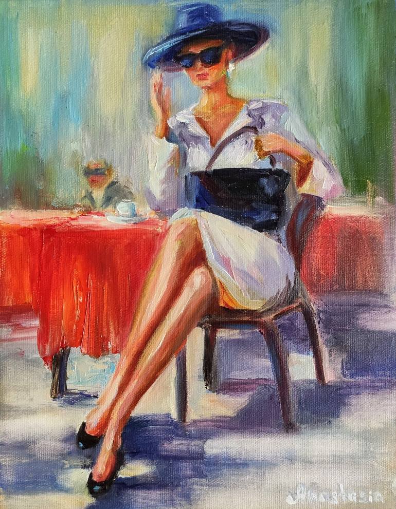 Elegant woman painting