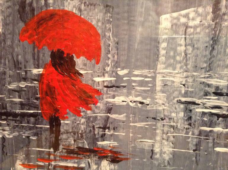 Woman Under The Rain Painting By Marina Tripapina Saatchi Art