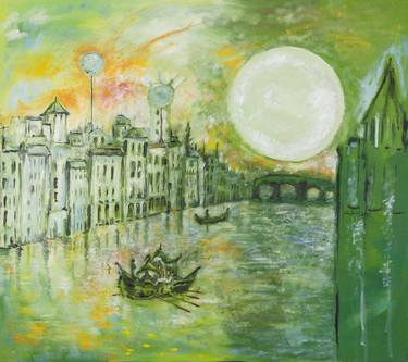 The green fall of the moon over the canal thumb