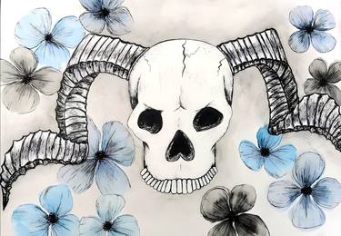 Vampire Floral skull Drawing by Rebecca Bouthillette