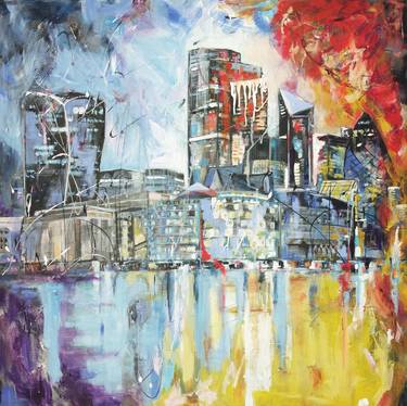 Original Abstract Expressionism Architecture Paintings by Viktoriya Richardson