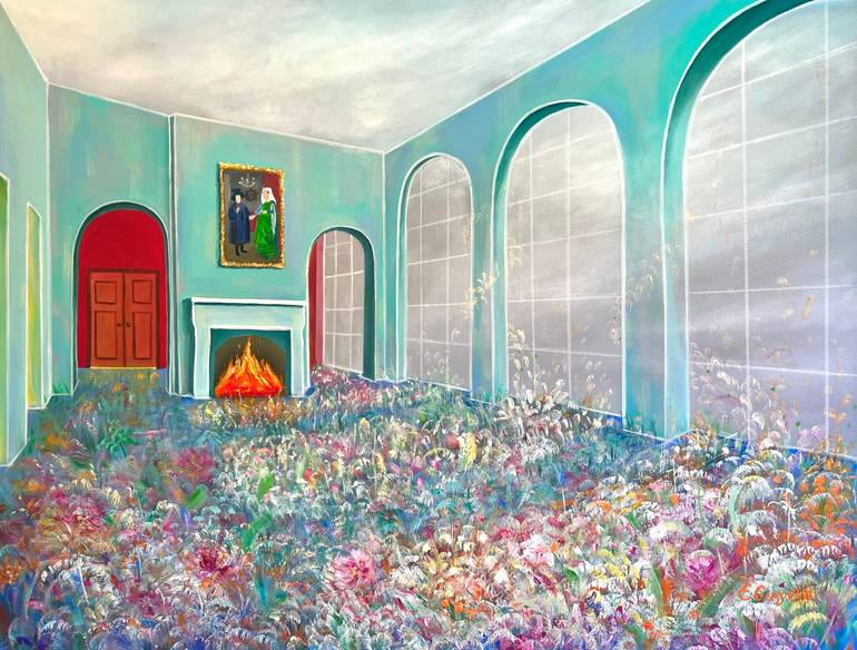 Original Architecture Painting by Elena Guryeva | Abstract Art on Canvas | House full of vitality