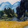 The copy from a picture of the golladsky artist Vincent Van Gogh. "Korenveld met cipressen" (1889).