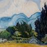 The copy from a picture of the golladsky artist Vincent Van Gogh. "Korenveld met cipressen" (1889).