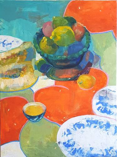 STILL LIFE WITH MELON AND LEMONS - gift idea orange oriental thumb