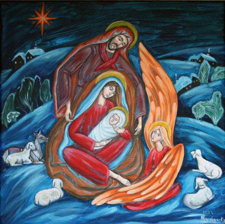 Original Figurative Religion Painting by Nadiia Krushynska