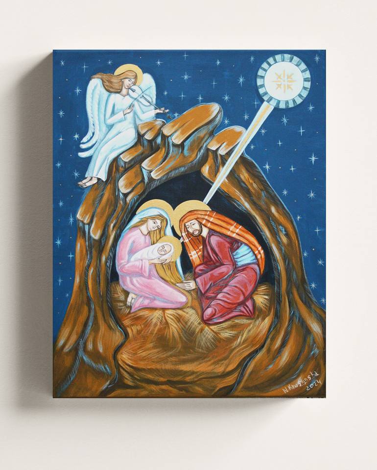 Original Figurative Religion Painting by Nadiia Krushynska
