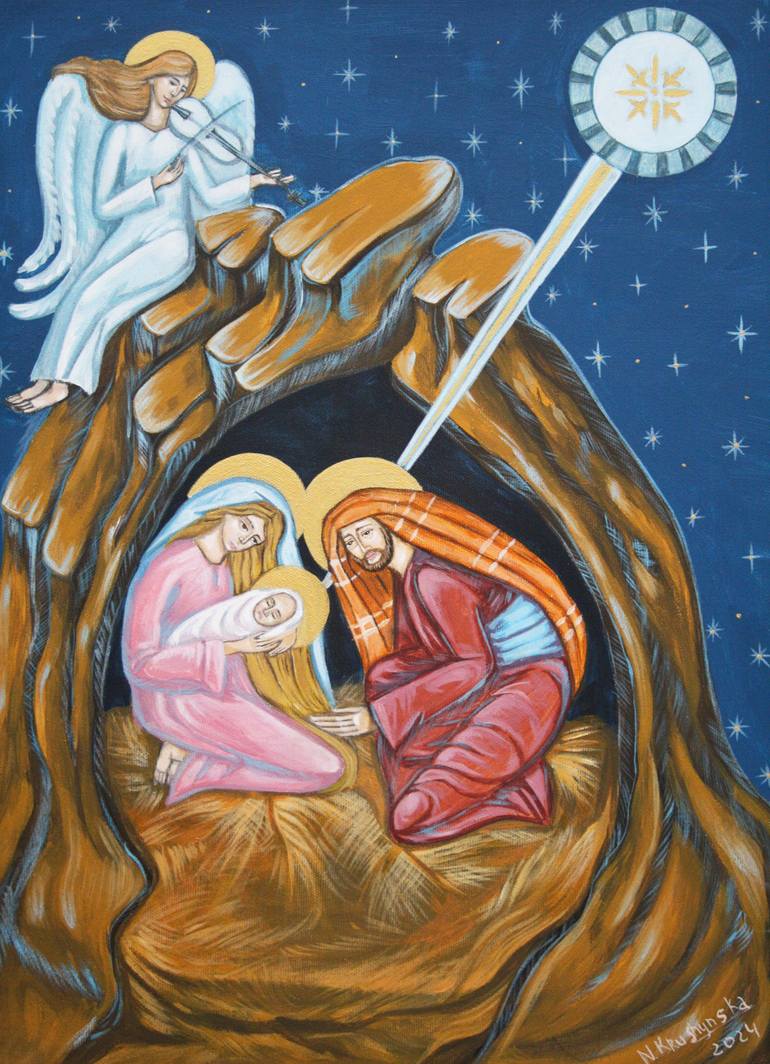 Original Figurative Religion Painting by Nadiia Krushynska